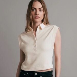 Rag & Bone collared cream tank top in XXS #rodeo #ranch #wildwest